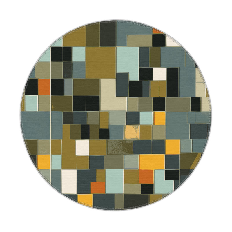 Earthly Cubes Indoor And Outdoor Area Rug, Round 5'