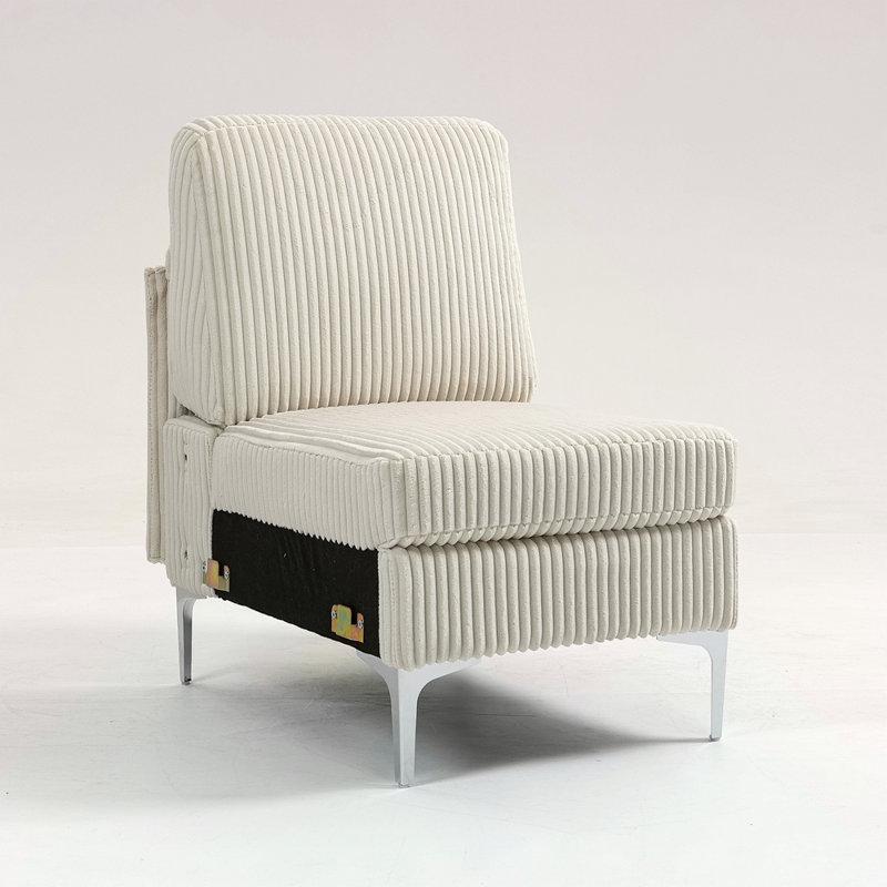 Module de siège modulaire sans accoudoirs, canapé modulaire en velours côtelé, fauteuil d'appoint modulaire sans accoudoir avec coussin de dossier