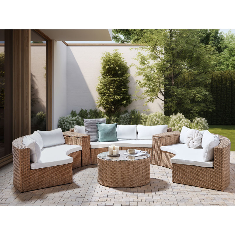 9 Seater PE Rattan Garden Lounge Set Sand Beige Nasiar