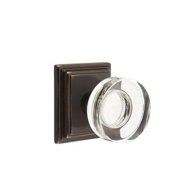 Ensemble de mortaise intérieure Emtek Passage avec rosette Wilshire et poignée moderne en verre à disque (LH)