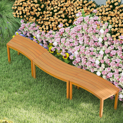 Ensemble de 3 bancs d'extérieur courbés sans foyer