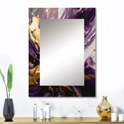 Purple and Gold Liquid Magic I - Abstract Decorative Mirror On Metal