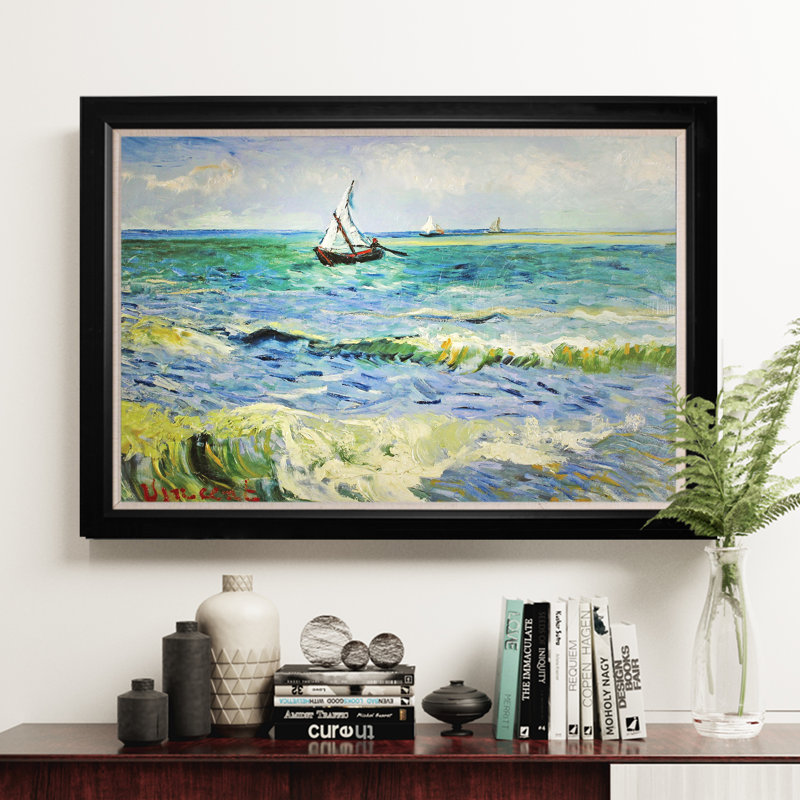 «Seascape at Saintes», reproduction de peinture à l'huile sur toile encadrée en noir