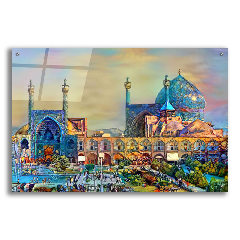 «Ispahan l'Iran Imam Khomeini Mosque» par Pierre Gavidia, art mural en verre acrylique, H 24 po x l 36 po x P 0,2 po