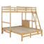 Lit simple superposé au dessus d'un lit double avec bureau et 3 tiroirs de rangement, cadre de lit superposé en bois massif pour enfants, adolescents, adultes