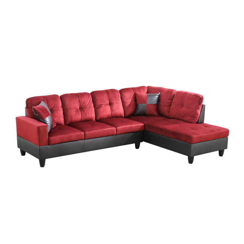 Laurana 2 - Piece Upholstered Sectional, Red Velvet