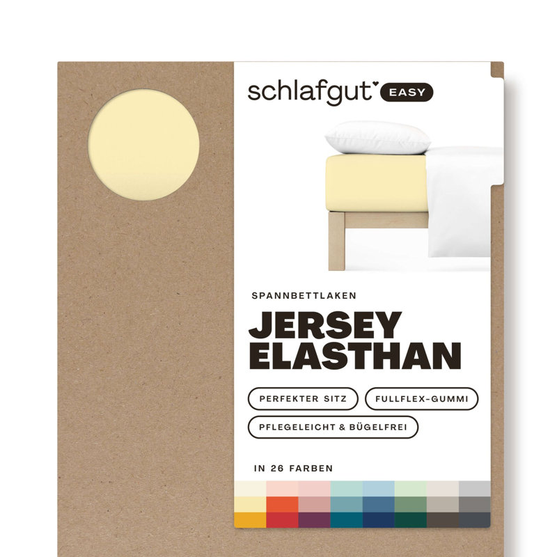 Jersey Elastane Fitted Sheet EASY, 100% Cotton, M 120 x 220cm - 130 x 220cm, Yellow Mid