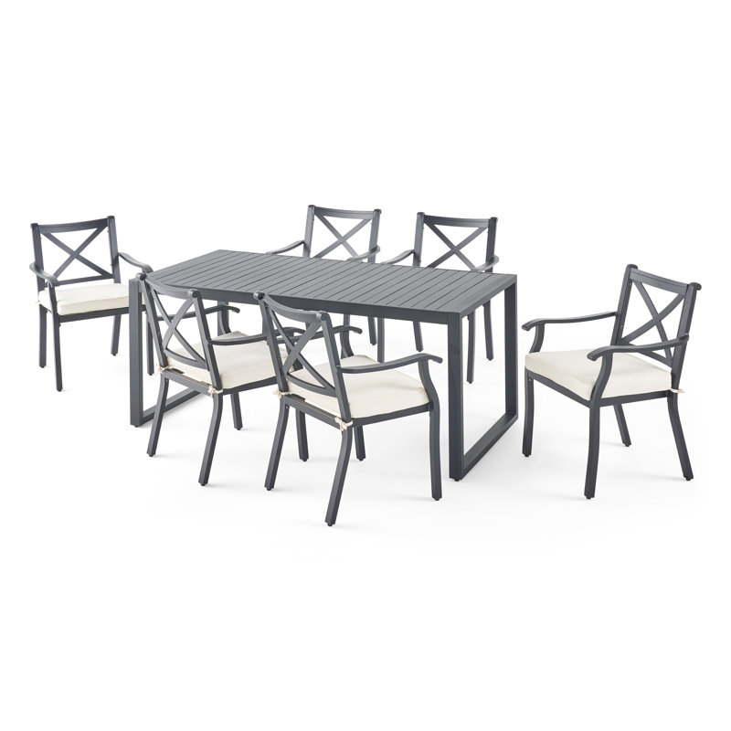 Lourdes 6 - Person Patio Dining Set with Rectangular Table, 30" H x 70" L x 35" W
