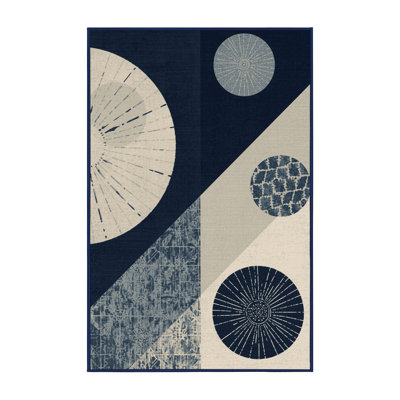 Tapis moelleux moelleux à imprimé bloc Elbridge