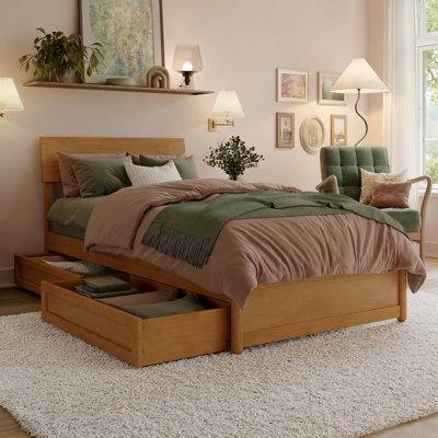 Lit plateforme en bois avec tiroirs de rangement Norla