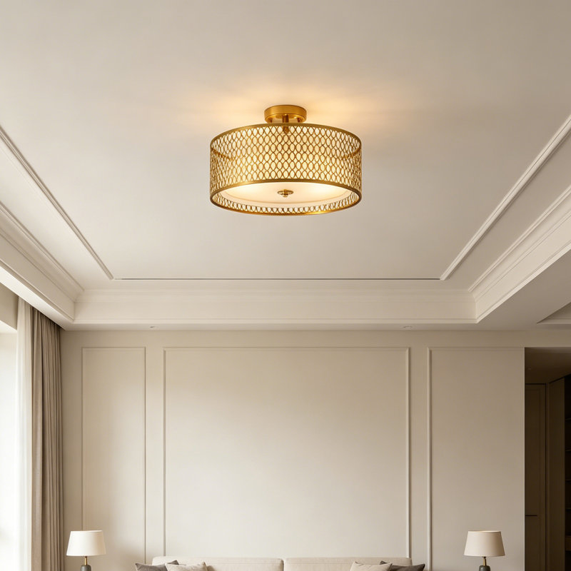 17" Semi-Flush Mount Ceiling Light, Gold