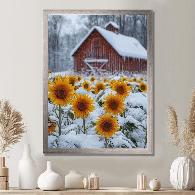 Gosser - Floral Canvas Art Print, H 32 po x l 16 po, Argent argent, Reproduction encadrée d'une seule photo