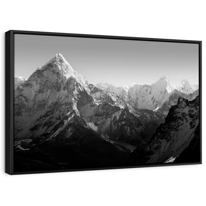 Nature «Montagne noire et blanche», H 19 po x l 13 po
