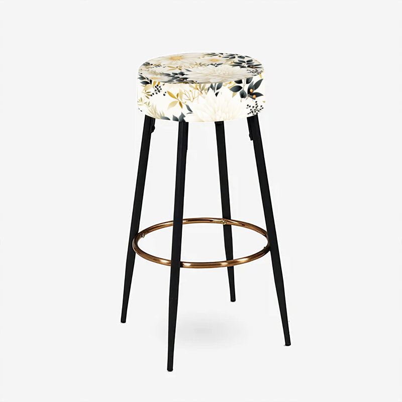 Elodea - Ensemble de 2 tabourets de bar à imprimé, Motif de fleurs d'œillets Mandalas de style bohè
