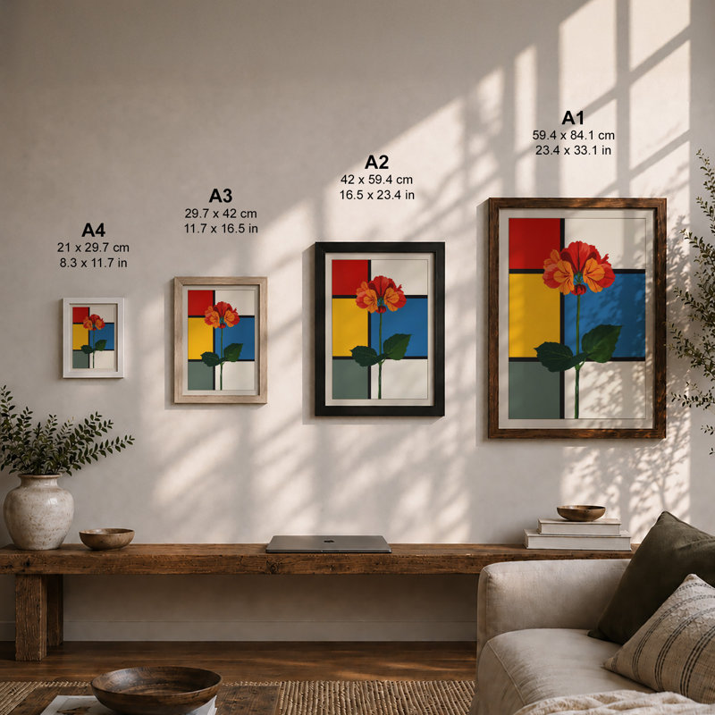 Flower in Geometry Geometric - Framed Print, Unframed, A1 - 84.1 x 59.4 cm