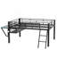 Lit mezzanine avec bureau Gaming, DEL, double, noir