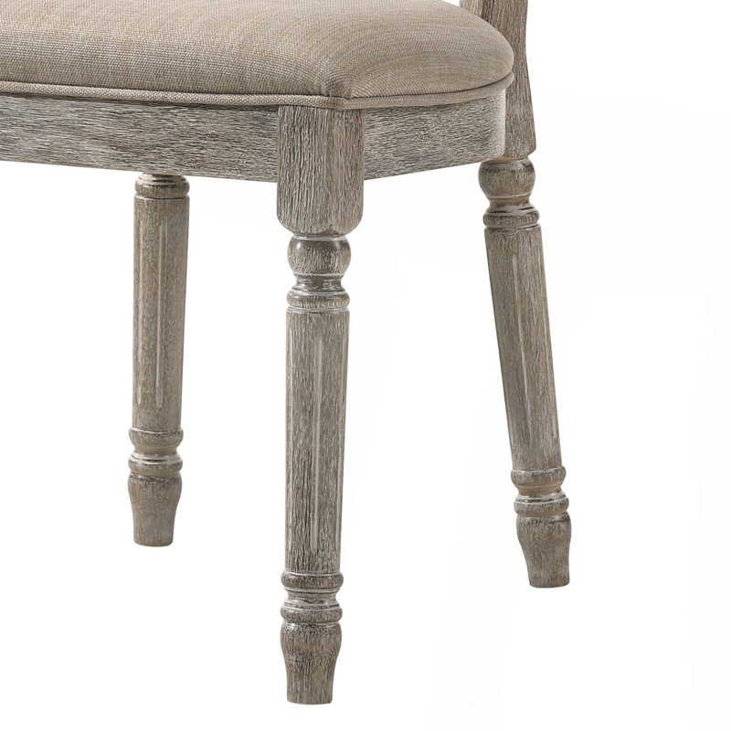 Chaise d'appoint Faustine en tissu brun clair et chêne clair récupéré, ensemble de 2