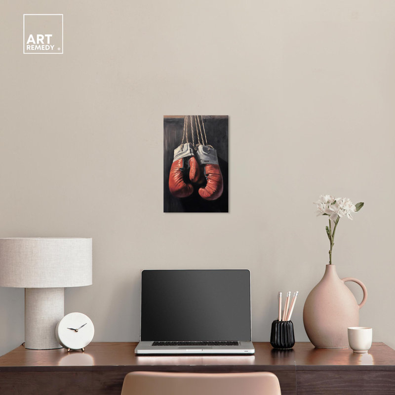 Classic Red Boxing Gloves Canvas Gallery Wrapped Poster Art, 10" x 15"