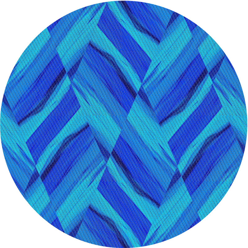 Tapis décoratif bleu royal géométrique, Rond 5 pi