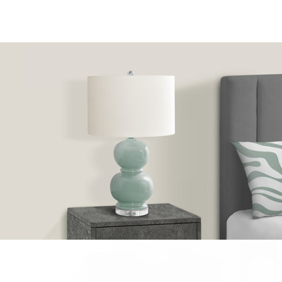 Lighting, 25"h, Blue Ceramic, Ivory / Cream Shade, Contemporary