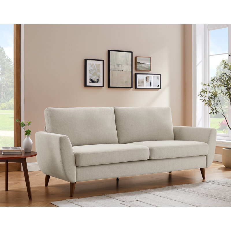 Smiling 215.9Cm Flared Arms Sofa, Beige Linen Blend