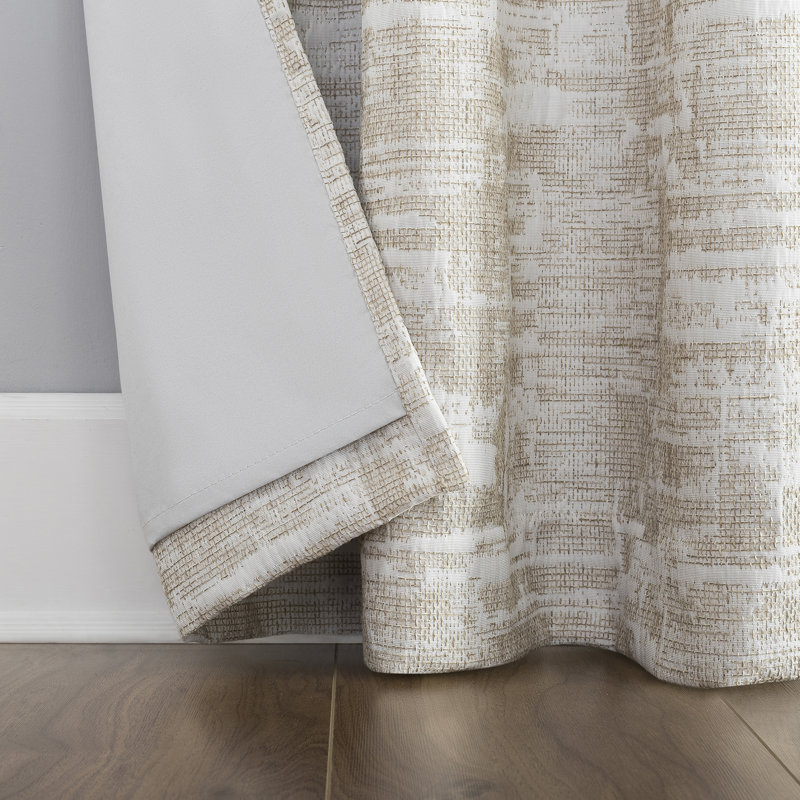 Sun Zero Parrish Distressed Grid Thermal Extreme 100% Blackout Grommet Curtain Panel, 40" W x 84" L, Linen