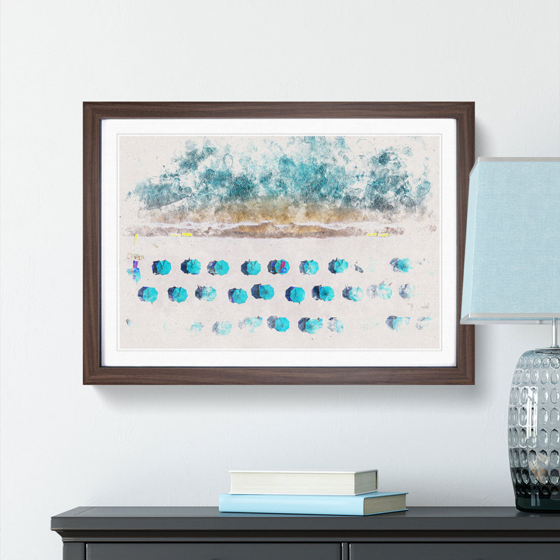 On the Beach - Framed Print, Walnut Framed, 24cm H x 33cm W x 2cm D