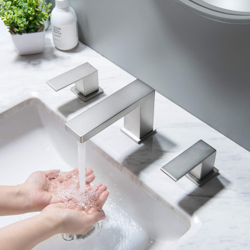Cube 2-handle Bathroom Faucet with Drain Assembly, Gray