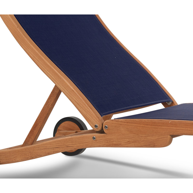 Outdoor Teak Chaise Lounge, Blue