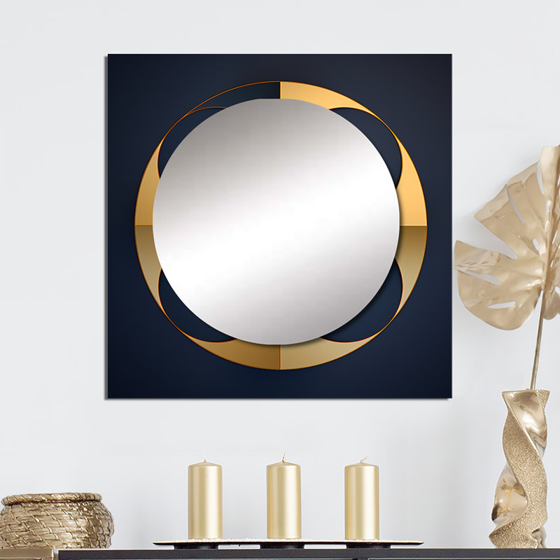 Patick - Geometric Square Living Room Wall Mirror Art, 23" x 23"