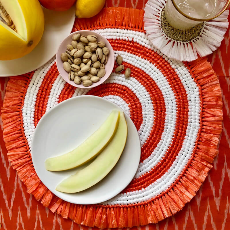 16" Placemat, White/Canary Yellow