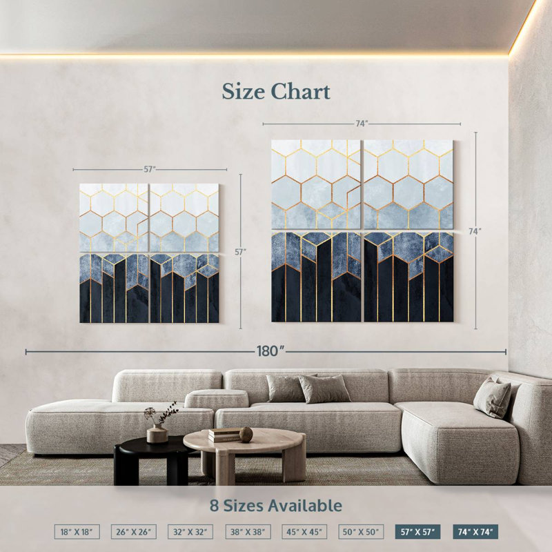 Avery Soft Blue Hexagons, 74'' H x 74'' W