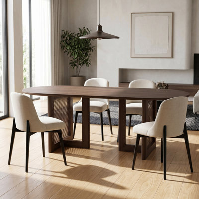Kowalsky 79" Oval Dining Table Walnut Kitchen Tables With 4 Dining Chairs