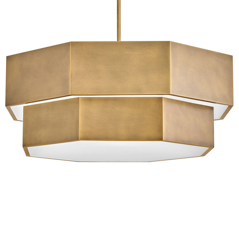 Hinkley Facet Convertible Chandelier, Heritage Brass