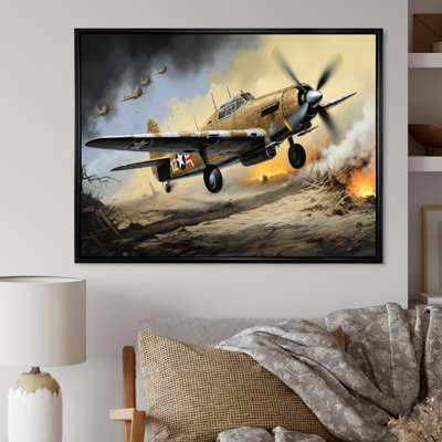 Vieux avion militaire pendant la Seconde Guerre mondiale, impression sur toile