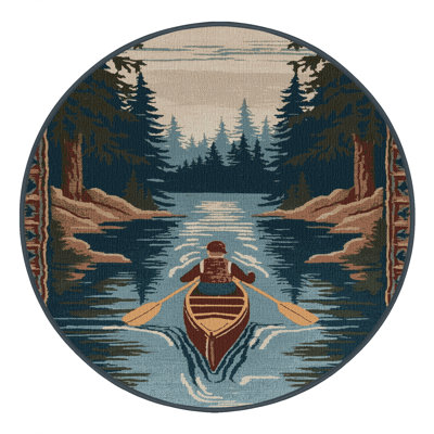 Washable Canoeing Sports Area Rug