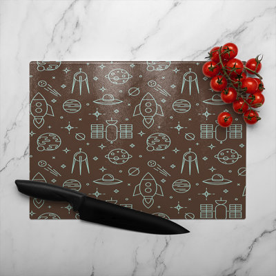 Planets And Stars Glass Chopping Board