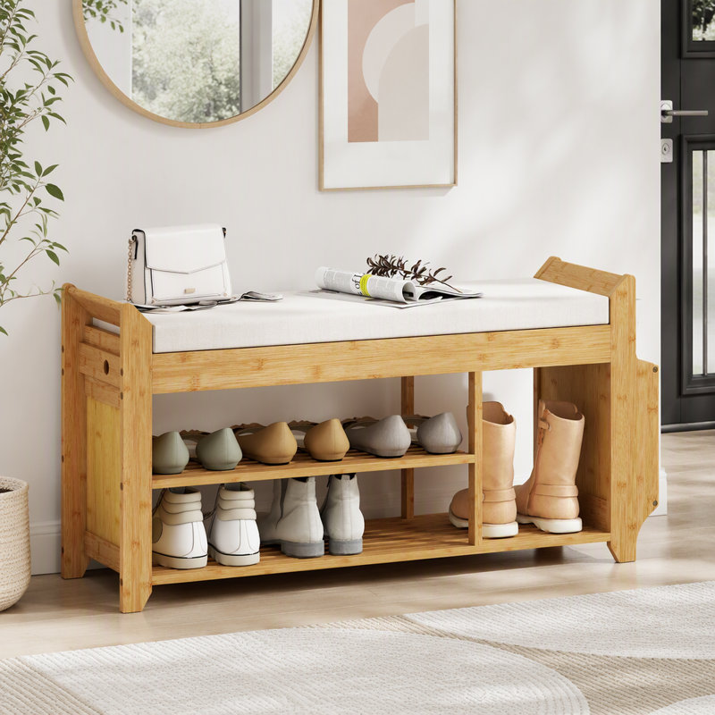 Polyester Blend Upholstered Bench