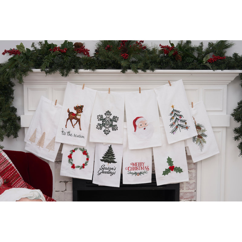 "Merry Christmas" Garland 100% Cotton Flour Sack Dishtowel