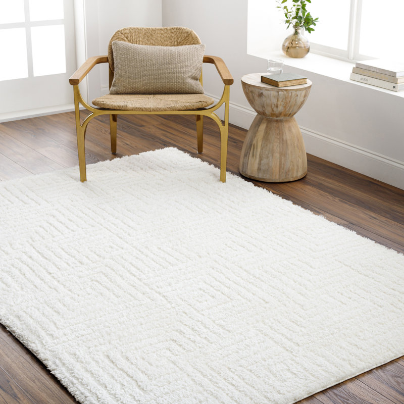 Carollyn Machine Woven Solid Colour Area Rug, Rectangle 6'7" x 9'
