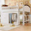 Lit mezzanine double avec armoire de rangement, armoire et DEL, blanc et espresso-1488801780-1488801781