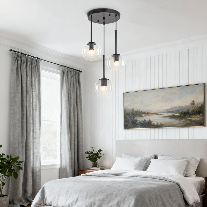 3-light Farmhouse Cluster Pendant, Black