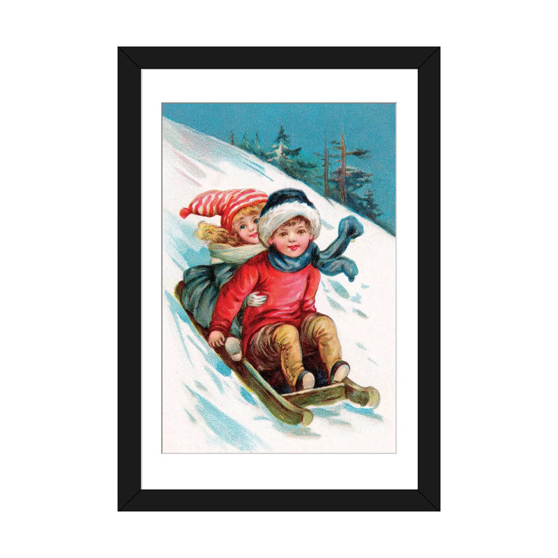 « rétro christmas i », impression sur toile, Papier d'art encadré noir, H 32 po x l 24 po x P 1 po, Blanc