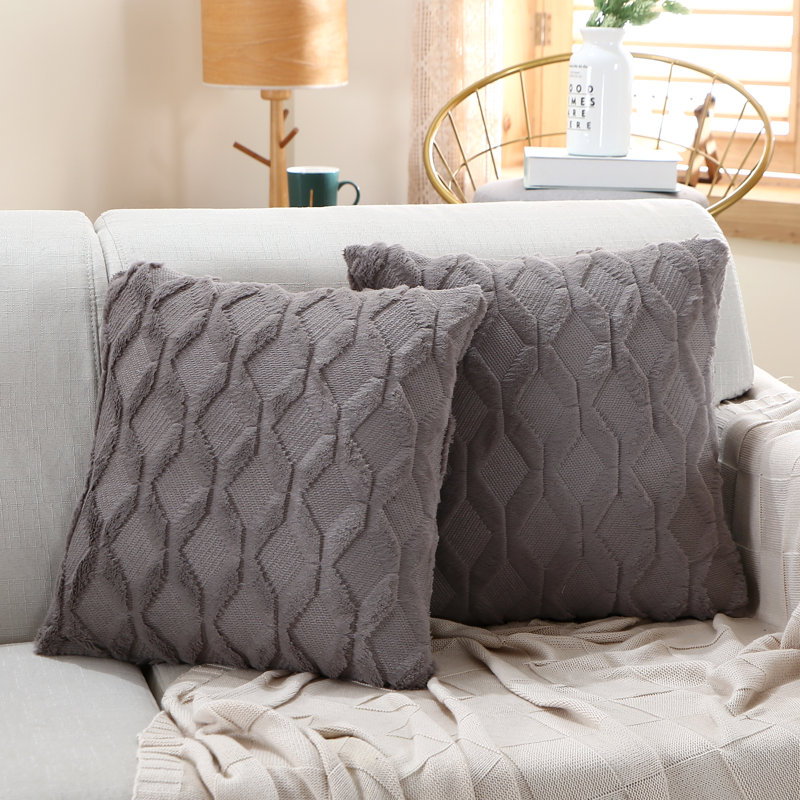 (Covers With Inserts) Set of 2 Double Sided Polyester Square Pillows