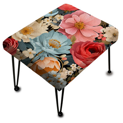 Repose-pieds rétro avec couleurs pastel et fleurs pastel