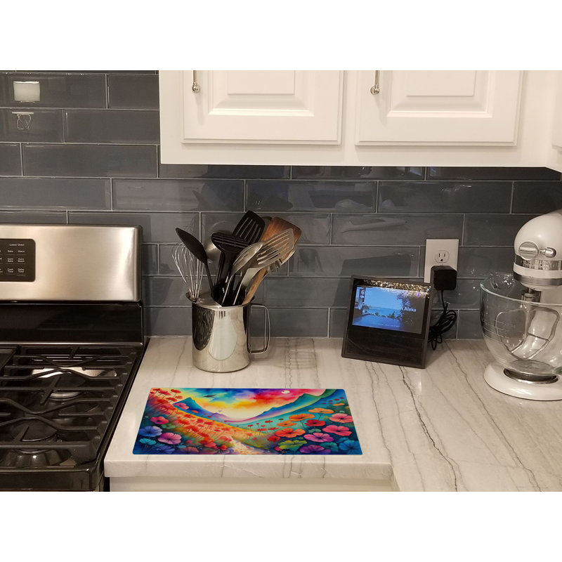 Geraniums in Color Glass Cutting Board Large