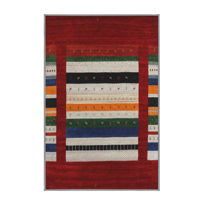 Tapis de zone rouge/beige contemporaine Wainberg