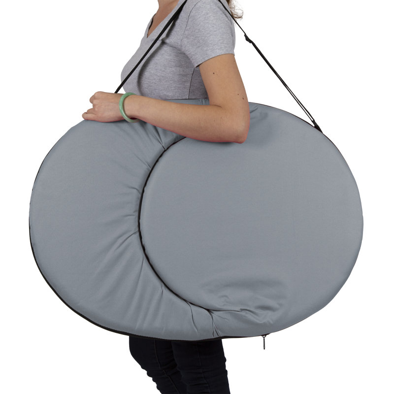 Gray Portable Reclining Polyester Floor Chair with Steel Frame