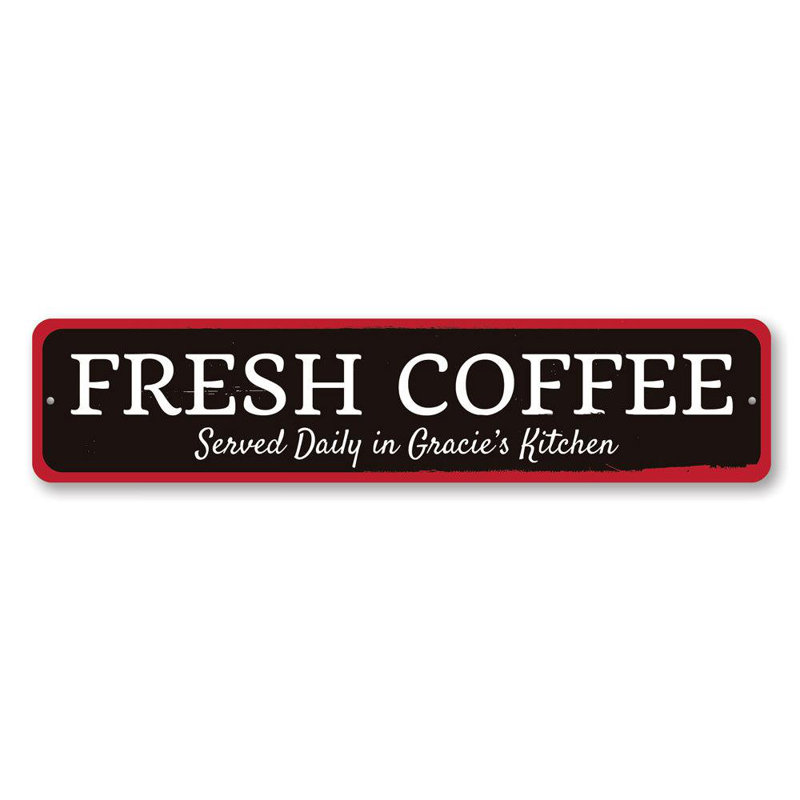Plaque en aluminium Fresh Coffee, H 6 po x l 24 po x P 0,06 po
