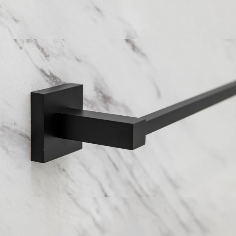 Capri 4 Piece Wall Mounted Brass Bathroom Hardware Set with 18" Towel Bar, Matte Black